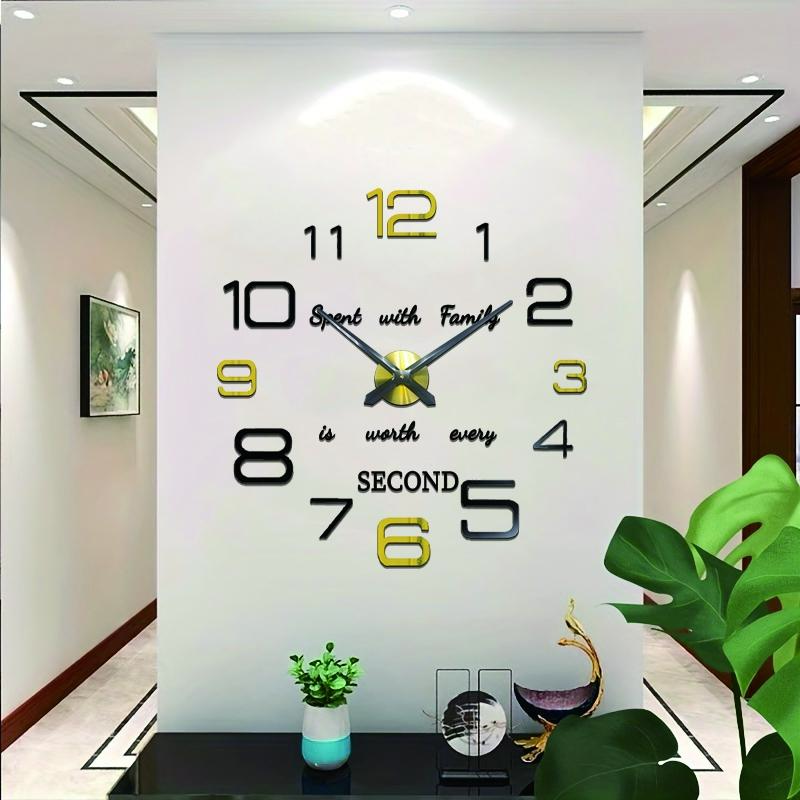 3D DIY Acrylic Mirror Digital Wall Clock, Frameless Large Size Adjustable, Silent Battery Operated, Modern Home Decor for Living Room Bedroom, Silent Digital Clocks, Decoration