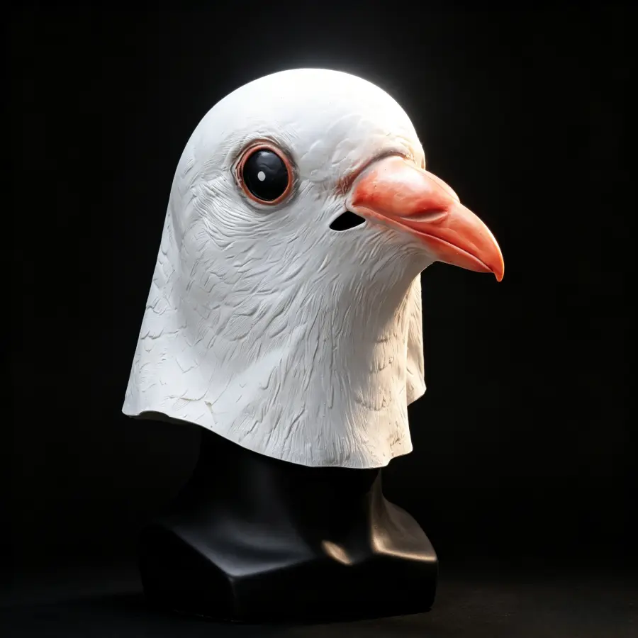 White Pigeon Mask — Hyper-Realistic White Pigeon Latex Mask, Funny Bird Headpiece for Halloween Pranks and Party Videos, Halloween Costume Party Latex Animal Bird Head Mask (Pigeon)