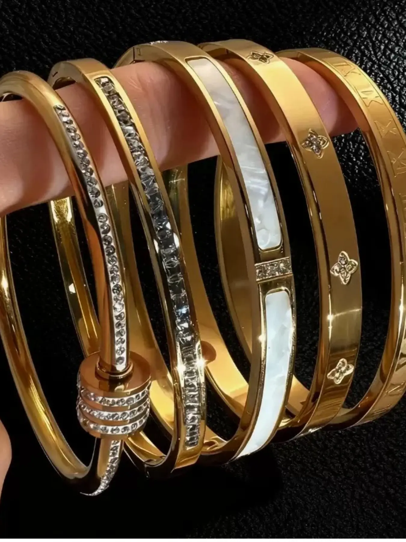 Dmk Elegant Bracelet Set, Fashion Layered Bracelets, Stackable Bracelet, 5-Piece Classic Design, Perfect for Daily Wear & Special Occasions, Ultra-Refined Gift