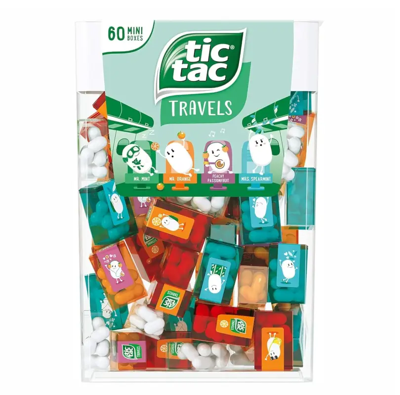 TIC TAC Box with 60 Mini Boxes (Mint, Orange, Spearmint, Peach and Passion fruit) 234g by Tic Tac