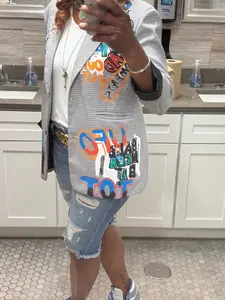 Oversize All Over Print Detail Blazer - Unique Design with Bold Colorful Text Pattern
