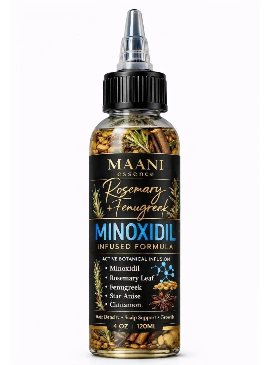 Minoxidil Hair Oil 120ML, Rosemary & Fenugreek Scalp Oil with Cinnamon & Star Anise, Botanical Hair Care Treatment, Hair & Scalp Nourishing Oil