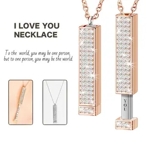 I Love You Necklace 3D Engraved with Secret Message Gift for Women Girlfriend or Mother Perfect for Anniversary Christmas Valentine’s Day Birthday Mother’s Day Holiday Gift