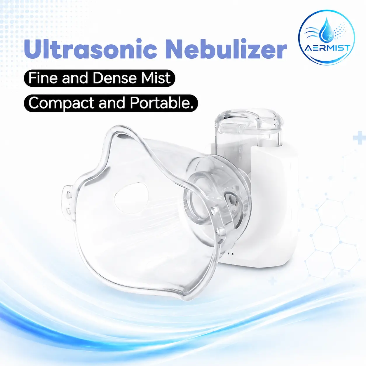 Portable Ultrasonic Nebulizer, Rechargeable Mesh Nebulizer with Adult & Child Masks and Mouthpiece, Compact USB Nebulizer for Home and Travel