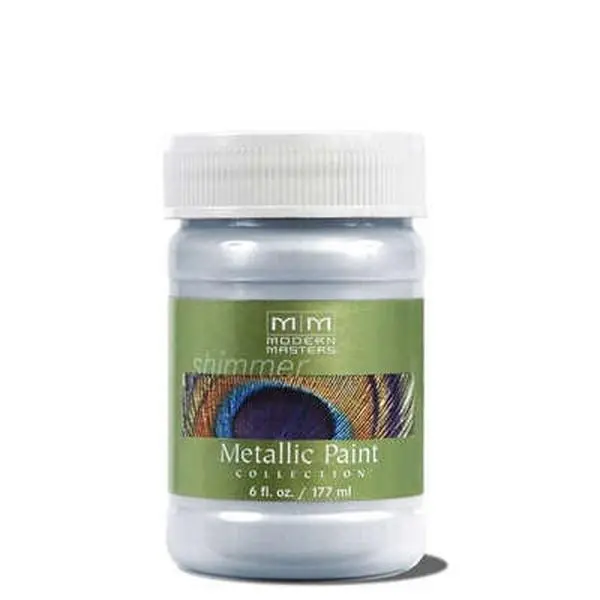 MODERN MASTERS ME150 6 oz. Silver Metallic Paint, Suitable for Home Decor, Furniture, Lamps, Ceilings, Carved Surfaces