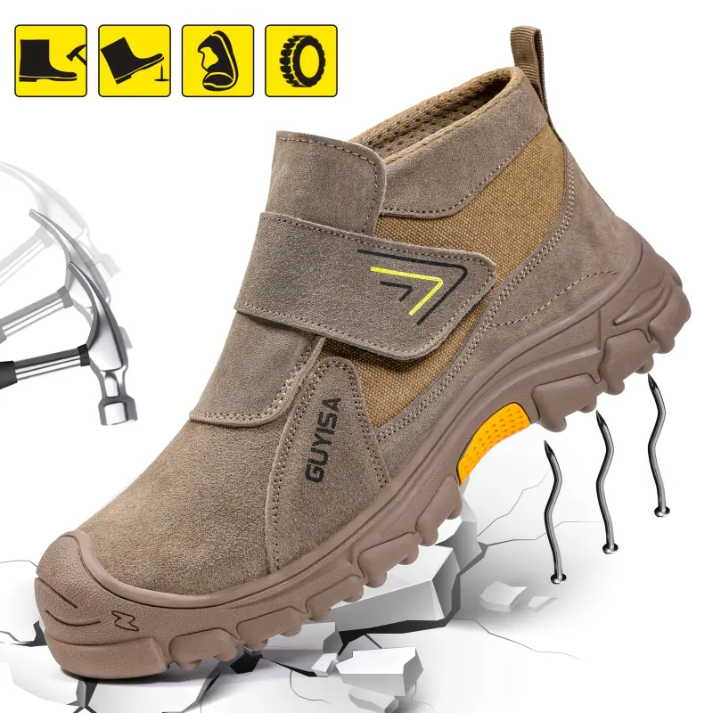 Fireproof Steel-Toe Work Boots for Heavyset Individuals - Anti-Smash, Anti-Puncture, Waterproof Closed-Toe Footwear for Boys, Workboots, Steel Toe Workshoes