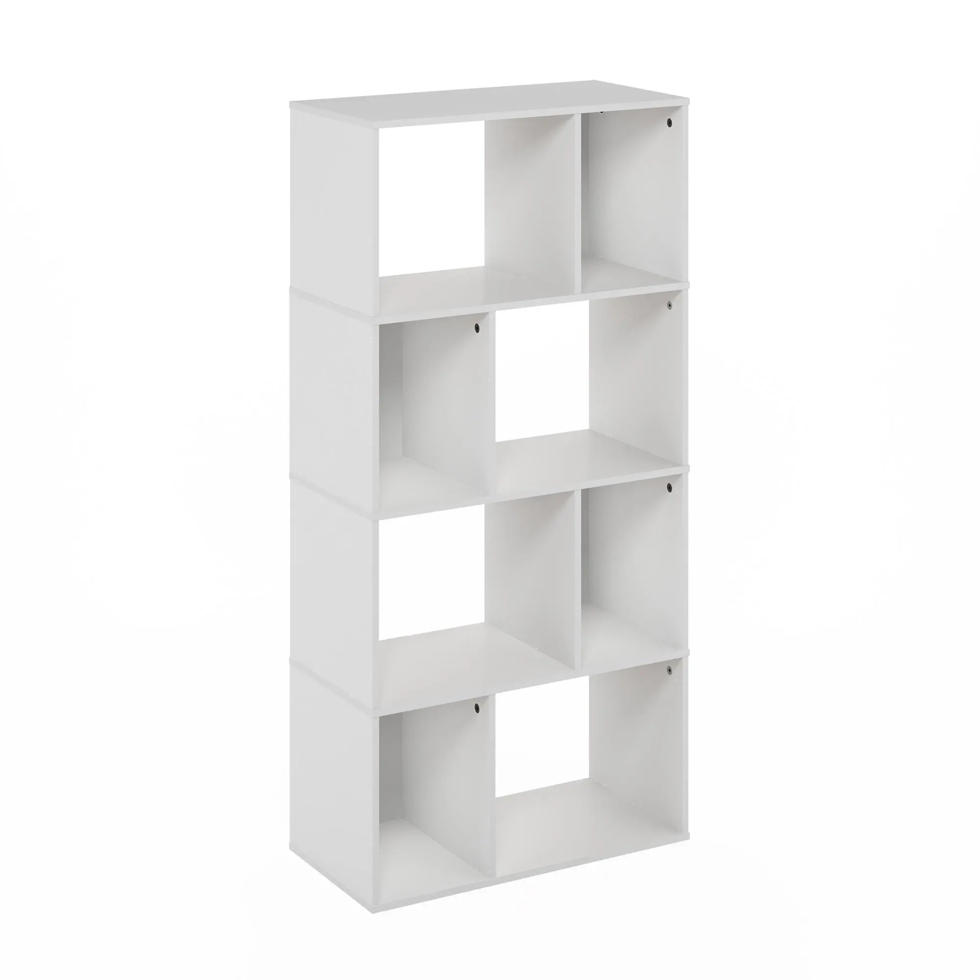 DALY PEFC-Certified Carb-Compliant Freestanding Cubby Shelf - 8-Compartment Durable Composite Cube Storage Rack, Contemporary Organizer for Living Room, Open/Closed Irregular Cube, 11.7x23.6x49in Space-Saving Toy Organization Unit
