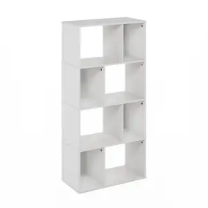 DALY 8-Cube Composite Wood Bookcase - Contemporary Home Decor, Open-Closed Irregular Cube Storage Shelf, 11.7x23.6x49in, for Living Room, Home Office