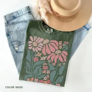 Comfort Colors Boho Daisy Flower TShirt, Retro Wildflower Botanical Graphic Tee, Plant Lover T-shirt, Cute Gardener Gift for Her