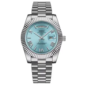 NIBOSI Men's Luxury Performance Dress Watch 40mm Stainless Steel Band Rotating Quartz Analog Waterproof Luminous Big Face Wrist Watch