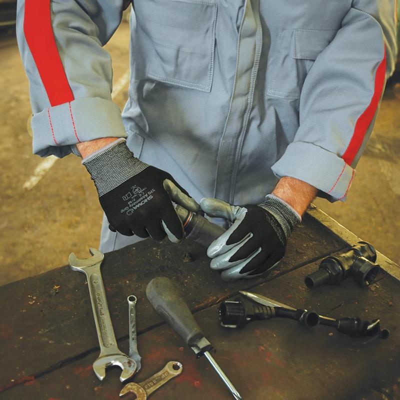 Coated Knit Gloves with Nitrile Palm – Black, Medium, 12 Pairs