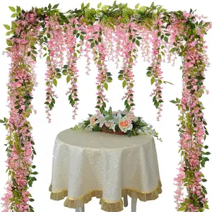 1set White/Pink Artificial Wisteria Flowers, Plastic Artificial Vine Decorative Flowers, Blocking and Wrapping Ceiling Artificial Flowers, Suitable for Wedding Venues, Family Gatherings, Weddings, Parties, Festivals, Indoor and Outdoor Decorations