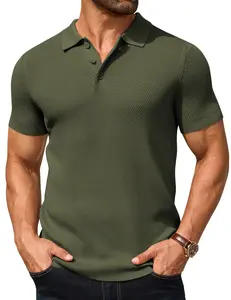 COOFANDY Men's Knit Polo Shirts Short Sleeve Casual Textured Collared T-Shirt Fashion Classic Golf Shirts