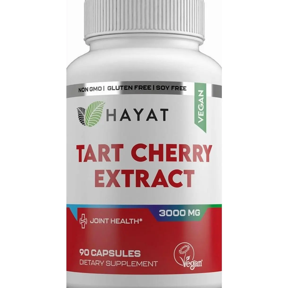 HAYAT Vitamins Vegan Natural Tart Cherry Extract 3000 MG, 3 Month Supply, Potent 10:1 Extract, All Natural, Certified Halal, 90 Capsules,