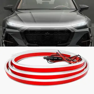 Car Hood Light Strip, Waterproof Flexible Car Start Scanning Full-Width Daytime Running Lights, Exterior Engine Hood Decorative Lights, Grille LED Light for Cars SUVs Trucks (White, 1.5M)