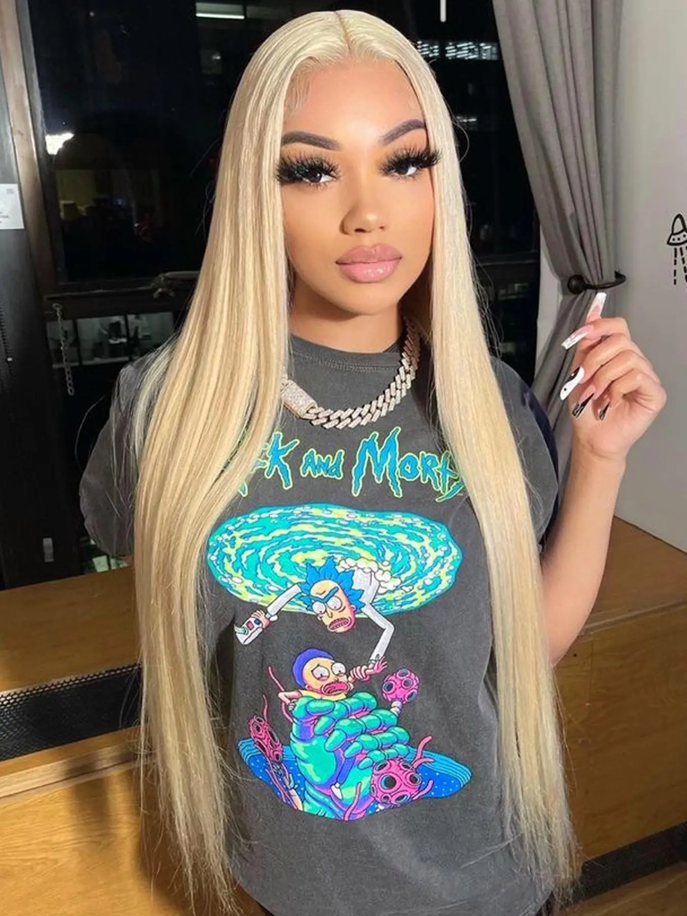 13X6 Light Blonde Lace Front Wig for Women Long Straight Hair 180% Density Free Part Frontal Lace Wigs Glueless Heat Resistant Fiber Soft Hair Replacement Wigs for Daily & Party Use 28 Inch Lace Hairline Wig