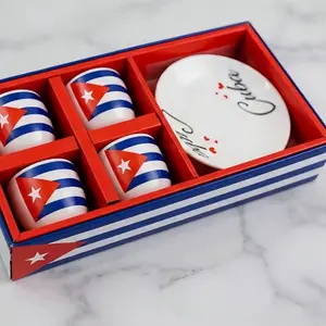 Cuban Style Espresso Cup Set – 4 Cups + Saucer – Coffee Set Gift