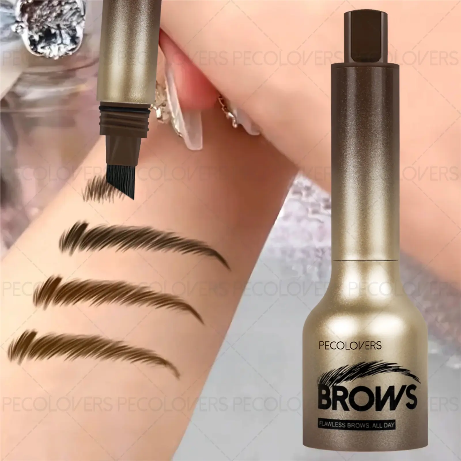 1PC Waterproof 3D Press-type Cosmetic Eyebrow Pencil - Eyebrow Makeup Products, Accurate Contouring, Eyebrow Shape, Long-lasting Anti-smudge, Natural Wild Eyebrows, Easy To Apply, Suitable for Beginners
