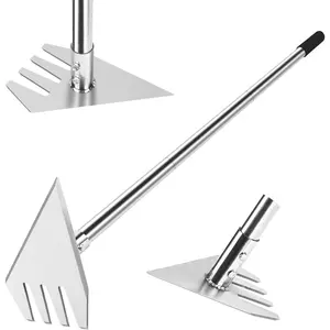 Garden Hoe Tool and Weeder, 56 Inch  Long Handle Cultivator with  Stainless Steel , Heavy Duty Garden Hand Tiller for Weeding, Digging, Loosening Soil,Removing Moss