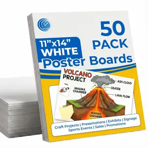 Poster Board, 11"x14" White Poster Boards, 50 Pack Bulk Sheets for Crafts, Poster Paper Boards for Vision Board Creations, Blank Bulk Boards for DIY, Drawing, School Project & Presentations