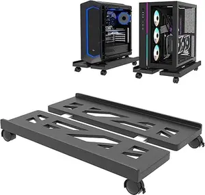 Mobile PC Computer Tower Holder, 1 Count Adjustable Mobile Computer CPC Holder, Telescopic Desktop Stand with Locking Caster Wheels PC Stand