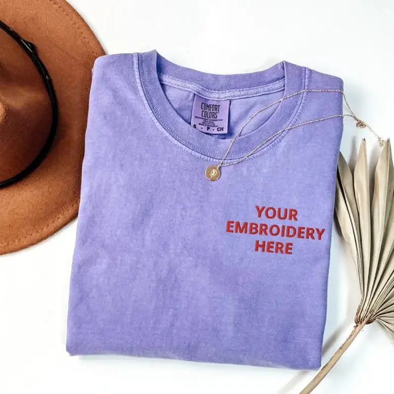 Custom Embroidered Comfort Colors Unisex T-shirt, Personalized Embroidered Tee, Embroidered Tee, Custom Tee, Embroidered T Shirt Gift