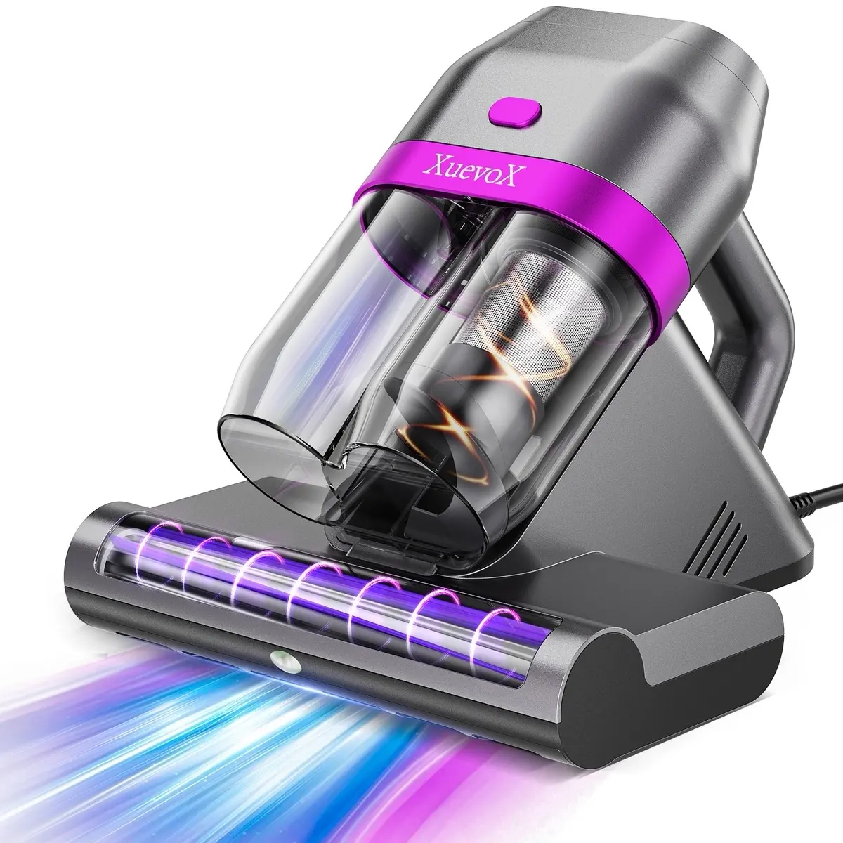 Bed Vacuum Cleaner, 14KPa Bed Vacuum with UV-C Light,131°F Heat,36000 Pulses/MinTapping,Ultrasonic Mite Removal,for Mattress, Sofa, Couch,Crib,Bedding (Corded, 500 W)