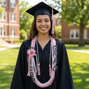 Graduation Ceremony Flower Wreath – Colorful Double-Layer Widened Hanging String Wreath for Commencement Decor, DIY Graduation Ceremony Flower Wreath Weaving Kit