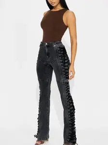 After Hours Lace Up Flare Pant - Black