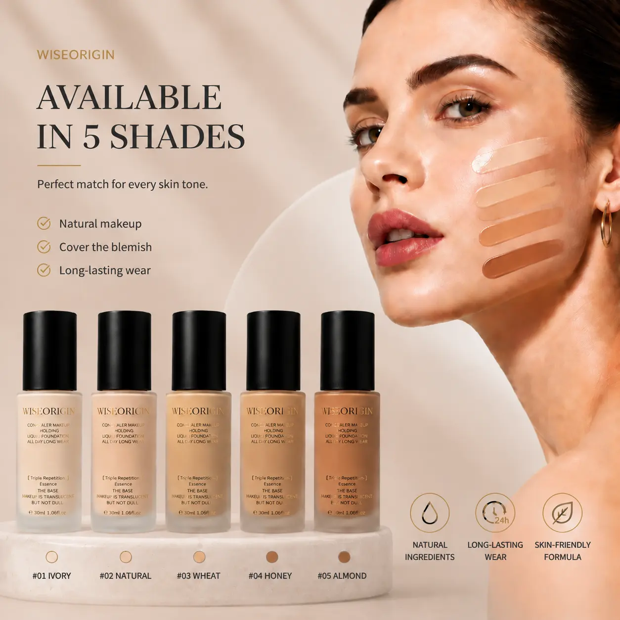 WISEORIGIN Long-Lasting 2-in-1 Concealer & Foundation -Full Coverage Makeup for Daily Wear outfit