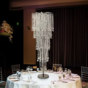 Waterfall Crystal Beaded Table Centerpiece – Cascading 4ft Chandelier Floral Stand for Weddings & Luxury Event Décor