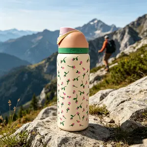 Owala FreeSip 32 oz Insulated Drinkware Flask - Rose Floral Pattern, Large-Capacity, New Vacuum Design, Portable for Camping, Office, Ideal for Birthday Gifts, Flasks