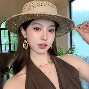 French high-end gold multi-layer teardrop long earrings, women's light luxury vacation style stud earrings, unique and exaggerated earrings