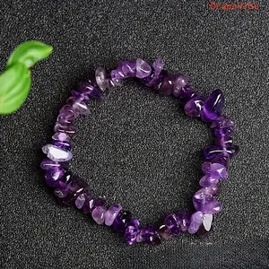Natural Amethyst Chip Beaded Bracelet 5‑8mm Crystal Jewelry Accessory For Daily Casual Wear And Everyday Styling