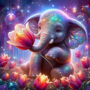 5D DIY Full Drill Diamond Painting Kit - Dreamy Elephant Mosaic Canvas DIY Wall Art, Home Wall Decoration