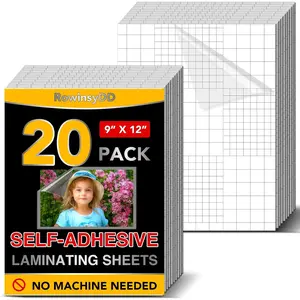 20 PCS Self-Adhesive Laminating Sheets, 9 x 12 Inches Self Adhesive Contact Paper, No Heat No Machine Needed Self Sealing Laminate Sheets