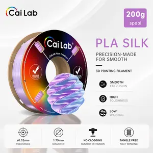 Cailab PLA Silk Dual-Color 1.75mm 200g Spool, High Precision ±0.03mm, Vacuum Packed, Smooth No-Clog Feeding, Glossy Shiny Two-Tone Gradient Effect, Low Warping Low Shrinkage, Eco-Friendly Low Odor, Compatible Creality Ender/Bambu Lab/Prusa FDM Printers, 