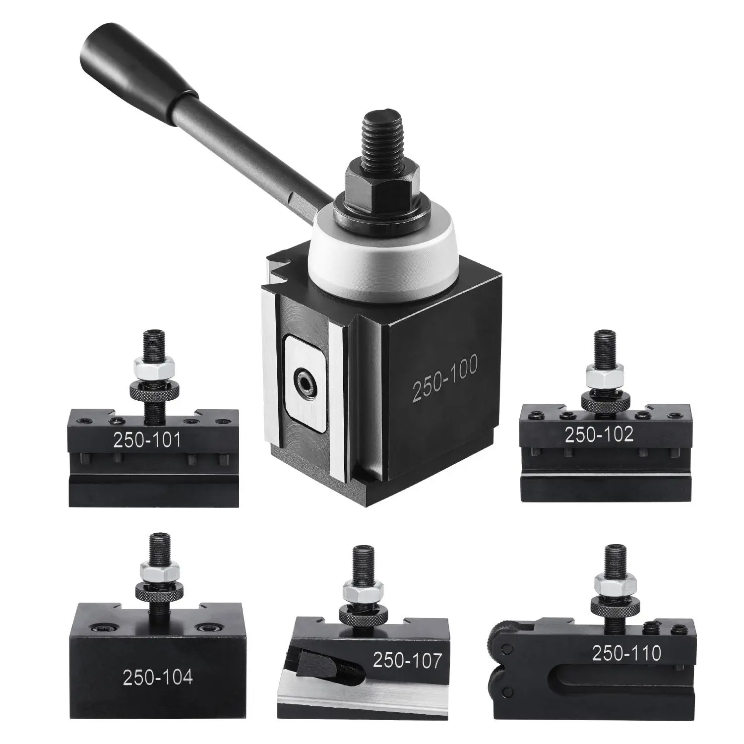 【DealsForYouDays】VEVOR Quick Change Tool Post Set, 6 Pcs, Includes Lathe Tool Holders, Wedge Type Tool Post with Turning Tool Holder Accessories, Fit for Mini Lathe & Metal Lathe 6"-12" Swing, Durable Steel Material
