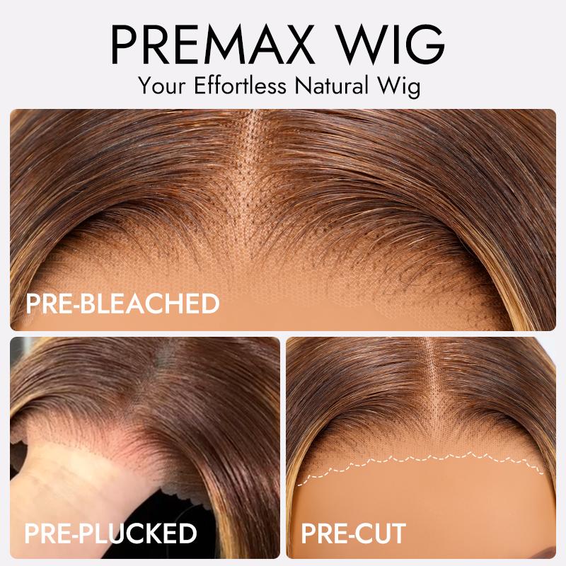 [FREE UPGRADE] West Kiss Highlight Glueless Human Hair Wigs Short Straight 7x4 Lace Closure Bob Wig Pre Cut Pre Plucked Human Hair Wigs