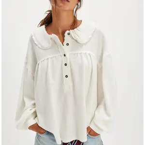 Women’s V-Neck Pullover Sweater – Casual Cable Knit, Chunky, Warm, Cute Top with Collar (Polo Style)