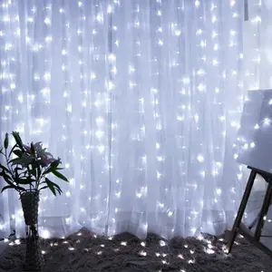 Curtain String Lights, 300 LED 9.8ft x 9.8ft 8 Lighting Modes Fairy Lights USB Powered, Waterproof Lights for Christmas Party Wedding Outdoor Indoor Wall Decorations (White)