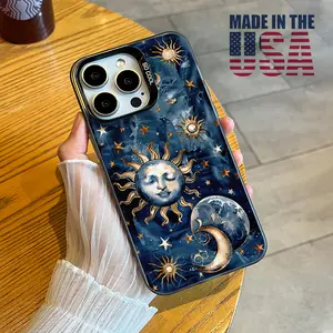 Phone Case Compatible with iPhone 16 15 Pro Max Plus 16E 14 13 12 11 X XR Starry Sun Moon Pattern Durable Shockproof Anti-Scratch PC Protective Case