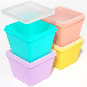 Mrsdry 1-Cup Silicone Freezer Molds with Lids, Individual 4-Pack Portion Soup Cubes Freezer Trays for Food Storage, Oven & Dishwasher Safe, BPA-Free, Silicone Freezer Containers for Meal Prep