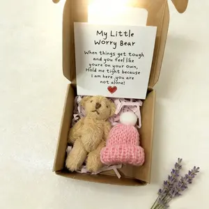 Cute Healing Warm Bear Gift Box Set with Encouragement Cards, Adorable Plush Toy for Friends Colleagues, Perfect Party Wedding Activity Gift