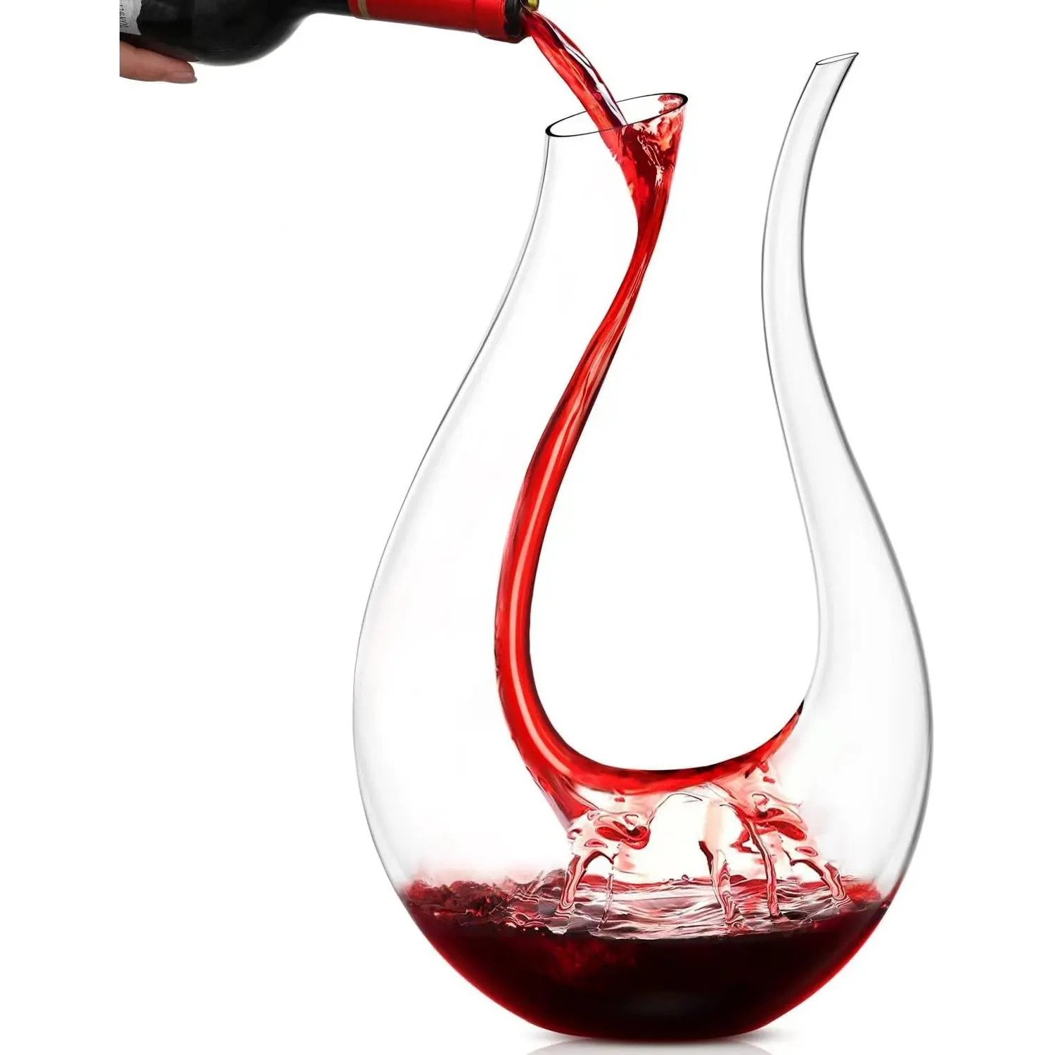 Decanter,Red  Carafe, Aerator, Hand Blown   Glass, Decanters and Carafes,  with Luxury Packaging, Accessories (1500ML)