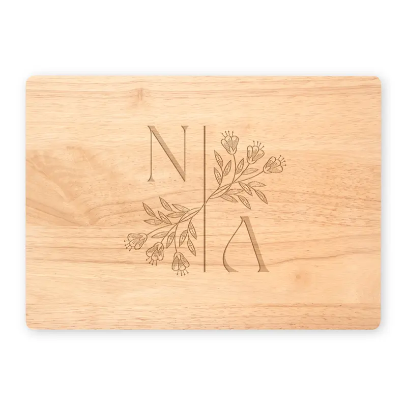 Custom Monogrammed Charcuterie Cutting Board Personalized Kitchen Housewarming or Wedding Gift in Maple Bamboo or Walnut Durable Engraved Chopping Block