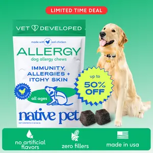 Native Pet Dog Allergy Chews - Vet-Developed Dog Allergy Relief with Probiotics and Colostrum for Itchy Skin Relief to Support Seasonal Allergy and Healthy Immune System - All Natural Anti-Histamine