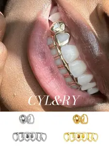 CRUSH CR 18K Gold Plated Open Face Star Grillz for Women Men Content Creators, Ideal for Music Festivals, Themed Parties, Night Outings TikTok Photoshoots, Hypoallergenic Design Ensures Comfort for All-Day Wear