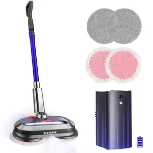 VMAI Electric Mop Cordless Electric Mop with Detachable Battery & 300ml Water Tank Spin Mop with LED Headlight and Sprayer for Hardwood Tile Laminate Floor <50dB Working Noise