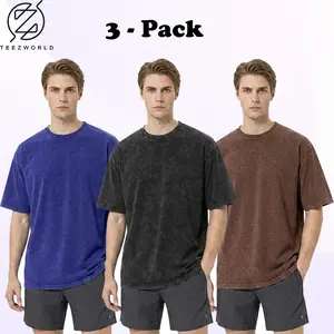 Oversized Streetwear Tee 3-Pack Bundle for Men – Heavyweight Cotton Baggy Relaxed Fit Casual Shirts Soft Comfortable Breathable Fabric Everyday Basic Wardrobe Essential